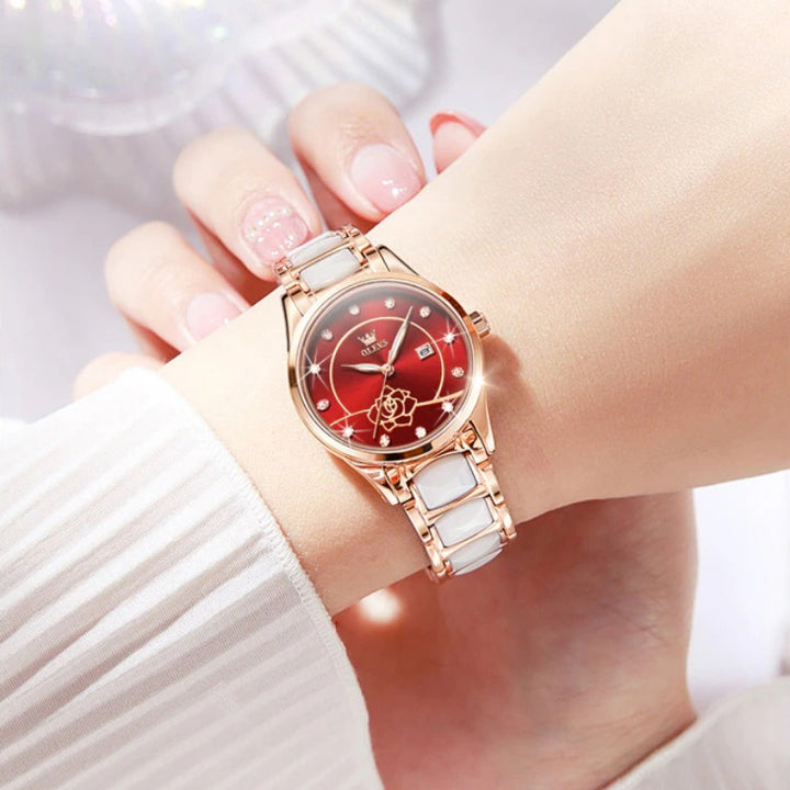 Brilliant Flower Dial with HD Luminous Quartz Watches