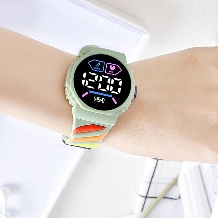 Colorful Rainbow Silicone Strap Children's Digital Watches