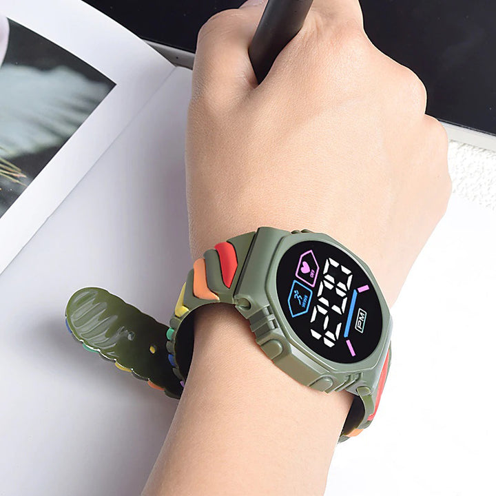 Colorful Rainbow Silicone Strap Children's Digital Watches