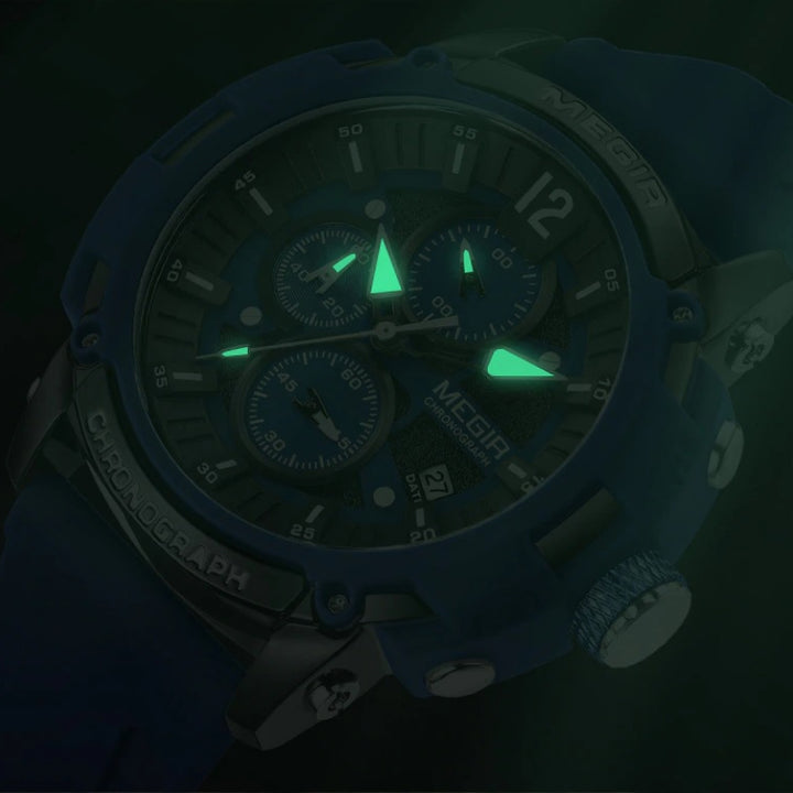 Luminous Hands Silicone Strap Military Sport Chronograph Watches