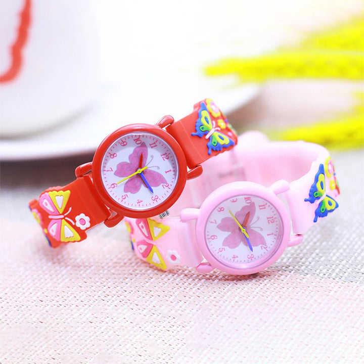 Colorful Butterfly Fashion Silicone Strap Quartz Watches for Kids