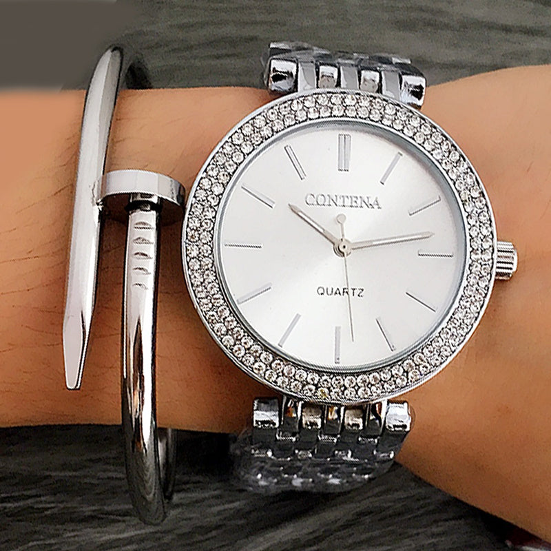 Upscale Rhinestone Embellished Women's Quartz Watches