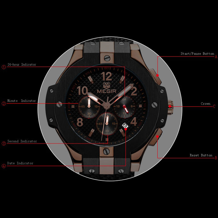 High-Fashion Luminous Silicone Strap Chronograph Watches