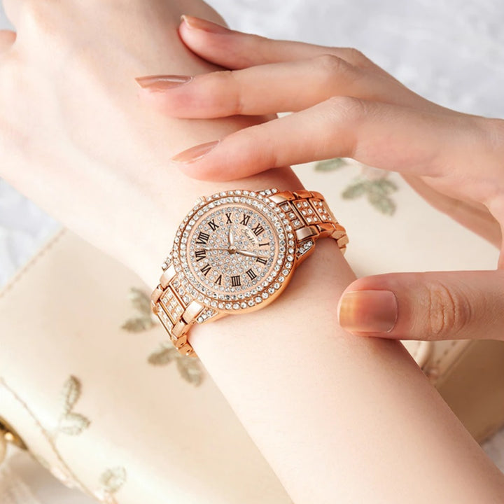 Gorgeous Rhinestone Adorned Roman Numeral Quartz Watches