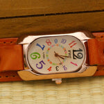 Colorful Easy To Read Dial with Vegan Leather Strap Quartz Watches