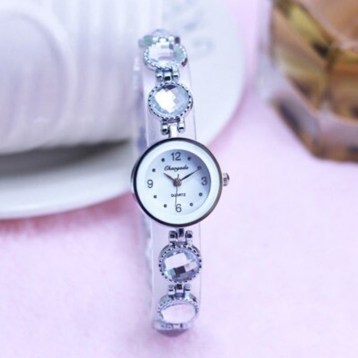 Luxurious Rhinestone Accented Fashion Bracelet Quartz Watches