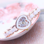 Romantic Love Heart Dial with Elegant Ceramic Strap Quartz Watches