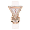 Geometric Rhinestone Triangle Shape Numberless Dial with Frosted Strap Quartz Watches