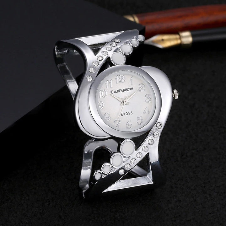 Unique Fashion Style with Rhinestone Embellished Bangle Bracelet Quartz Watches