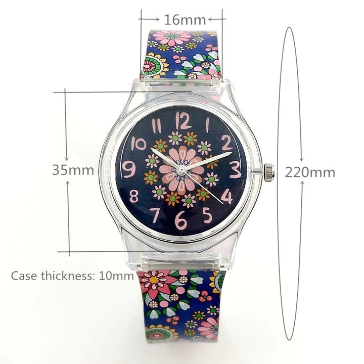 Colorful Retro Flower Style with Silicone Strap Quartz Watches