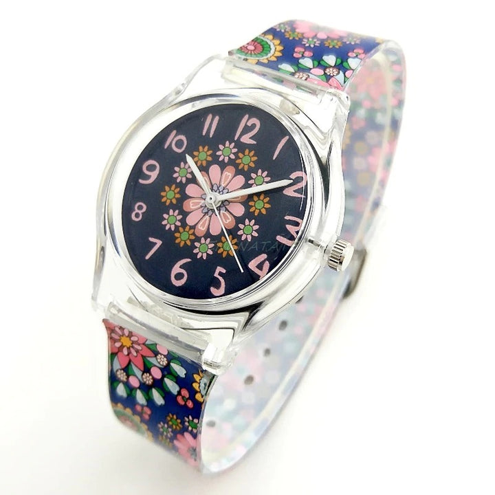 Colorful Retro Flower Style with Silicone Strap Quartz Watches