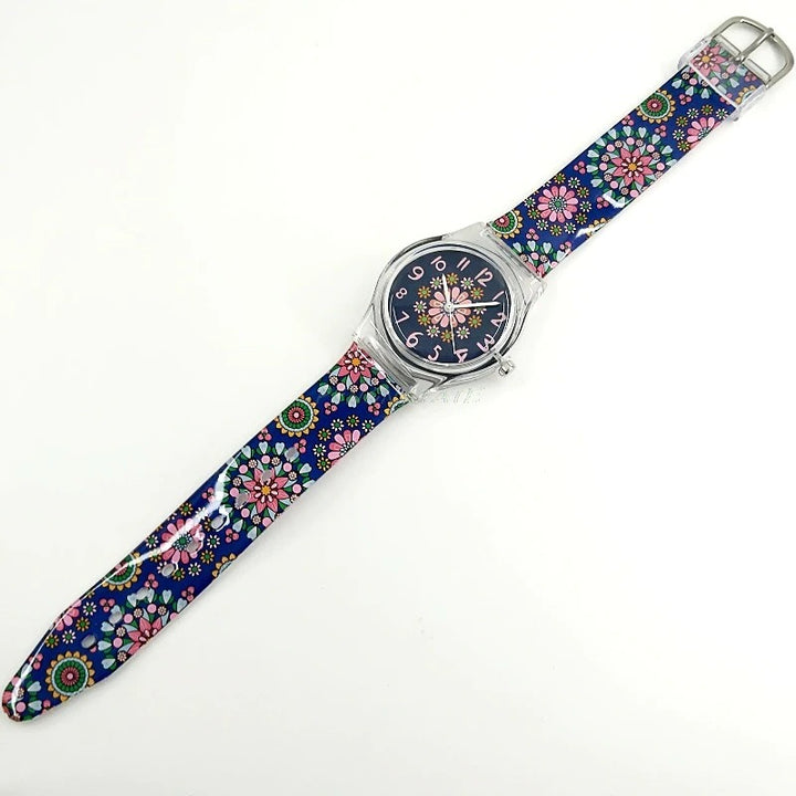 Colorful Retro Flower Style with Silicone Strap Quartz Watches