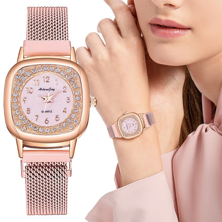 Square Case Starry Sky Dial Rhinestone Quartz Watches