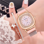 Square Case Starry Sky Dial Rhinestone Quartz Watches