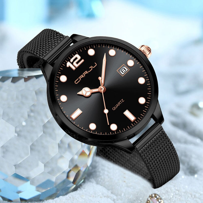 Woman's Fashion Ultra-thin Mesh Band Luminous Quartz Watches