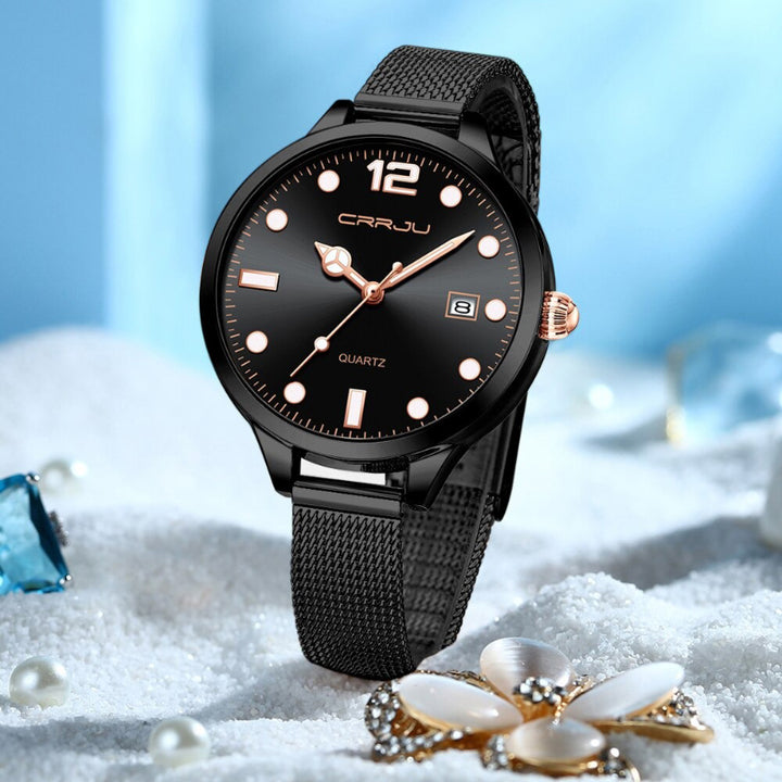 Woman's Fashion Ultra-thin Mesh Band Luminous Quartz Watches