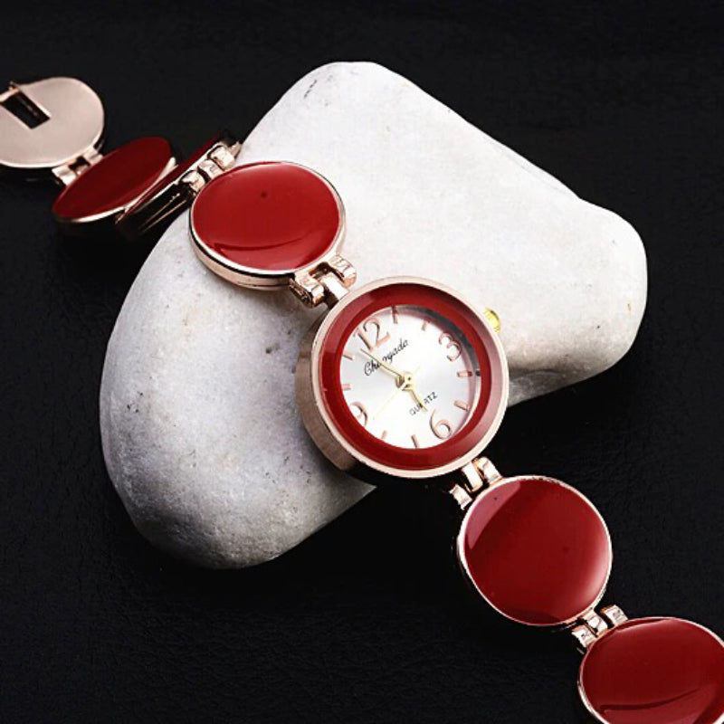 Exquisite Multi-color Round Dial Bracelet Quartz Wristwatches