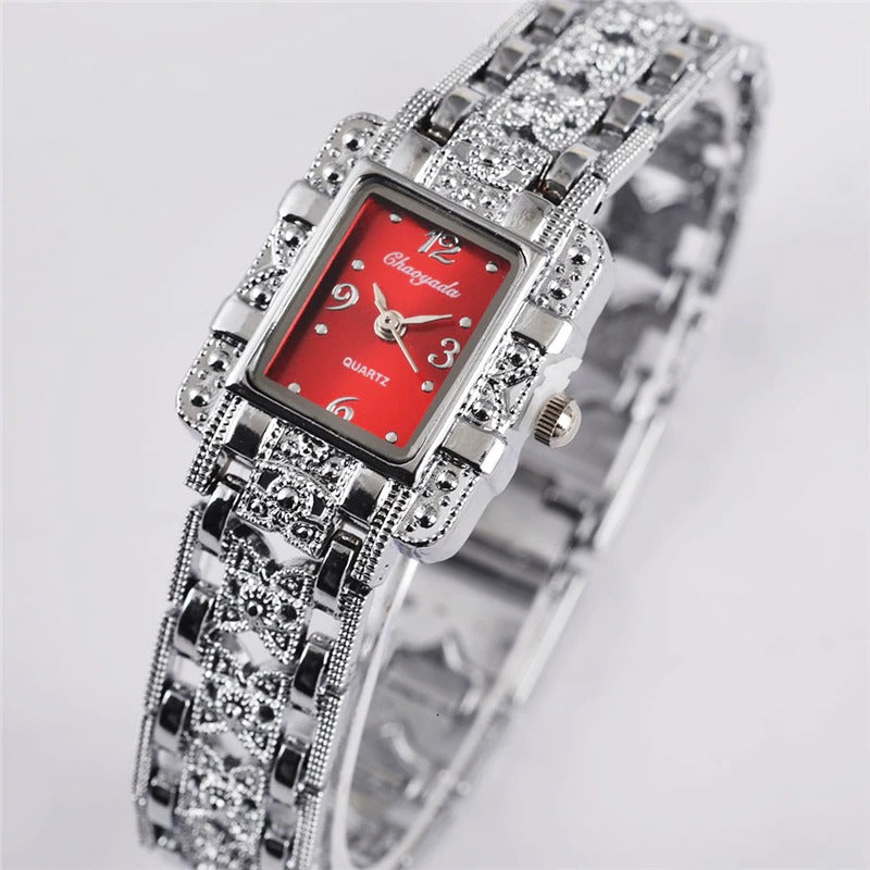 Delicate Rectangular Dial with Stainless Steel Band Quartz Watches