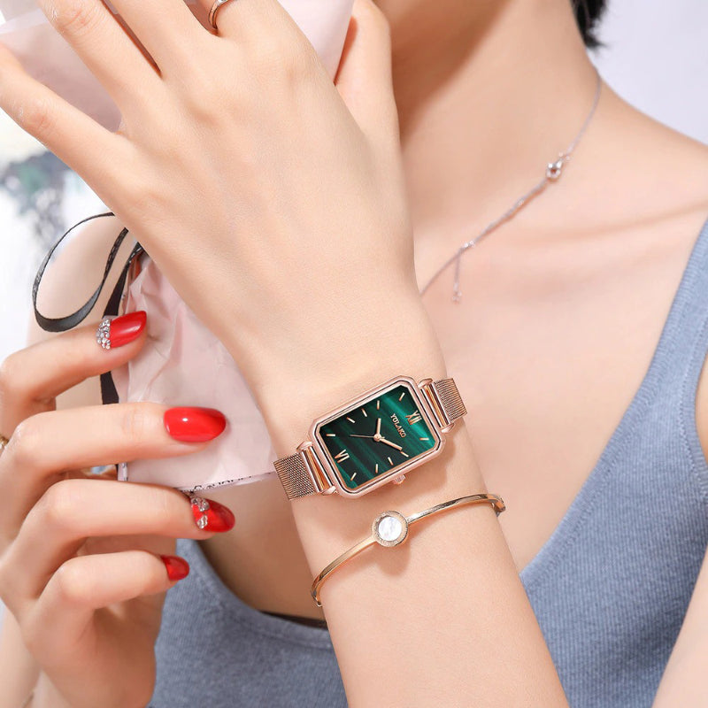 Square Case Fashion Quartz Wristwatches and Bracelet Set