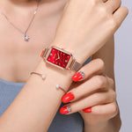 Square Case Fashion Quartz Wristwatches and Bracelet Set