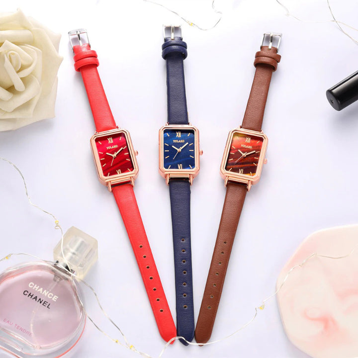 Square Case Fashion Quartz Wristwatches and Bracelet Set