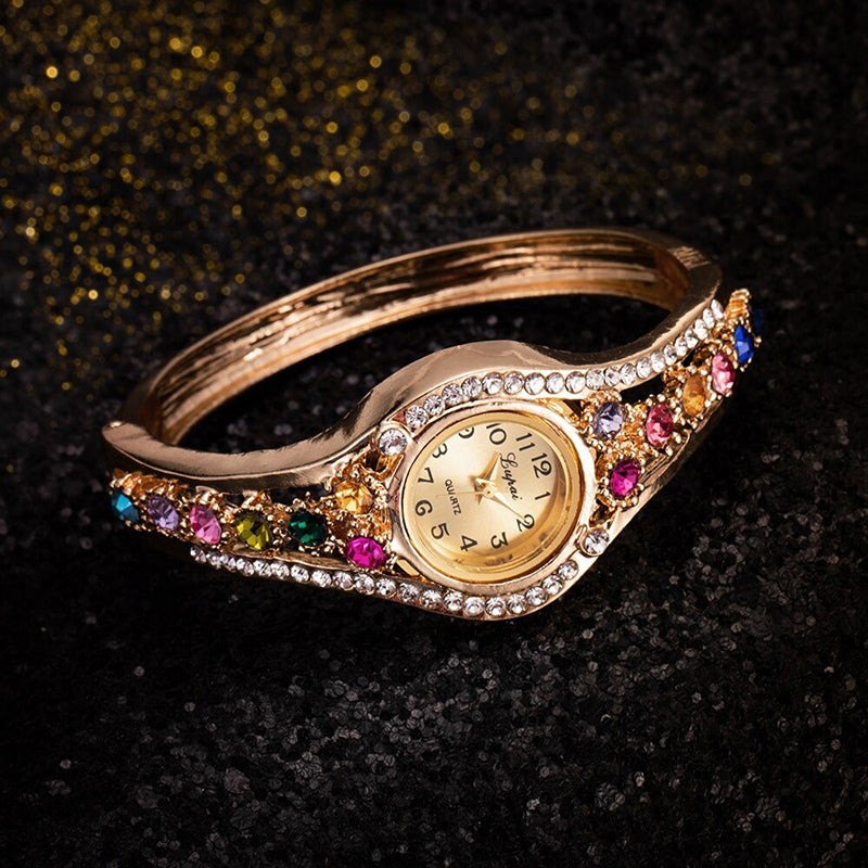 Dazzling Rhinestone Embellished Bracelet Quartz Wristwatches