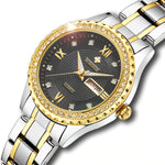 Classic Luxury Style Rhinestone Encrusted Stainless Steel Quartz Watches